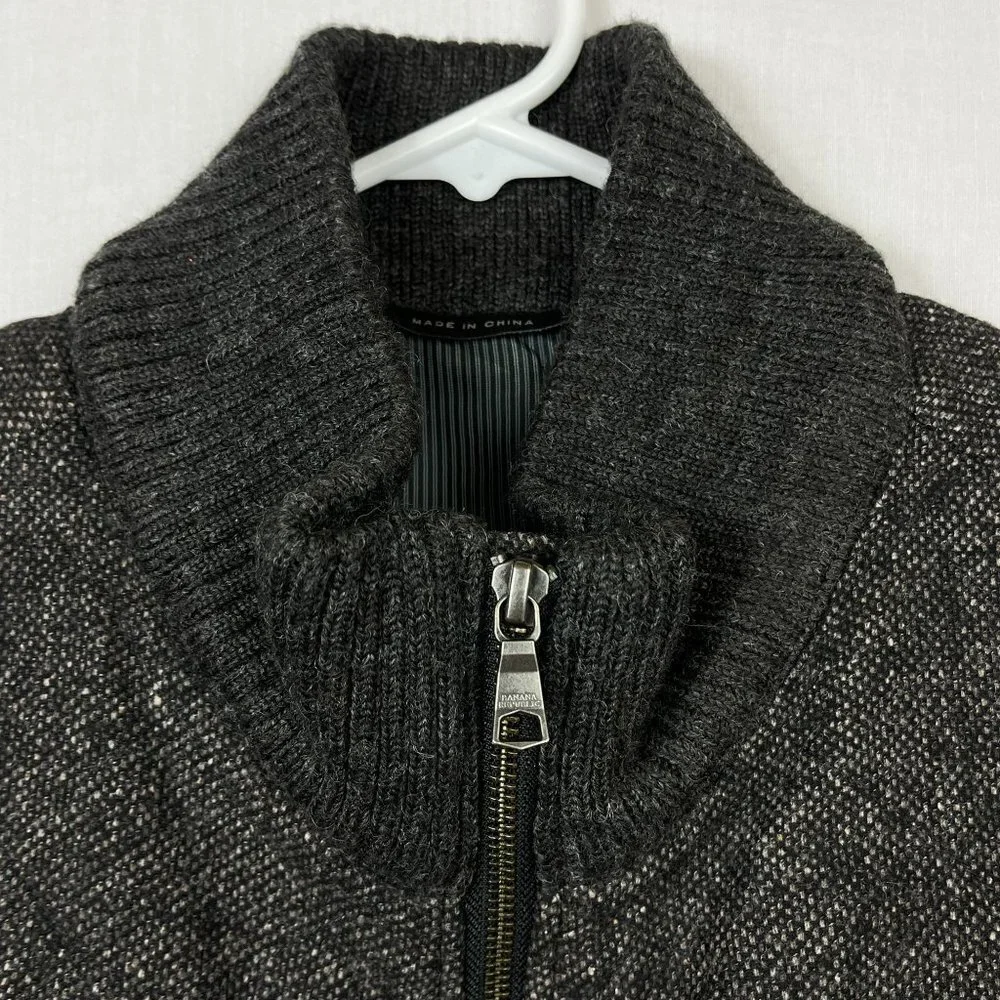 Banana Republic Wool Blend Tweed Vest‎ Mens 44R Quilted Full Zip Preppy Academia